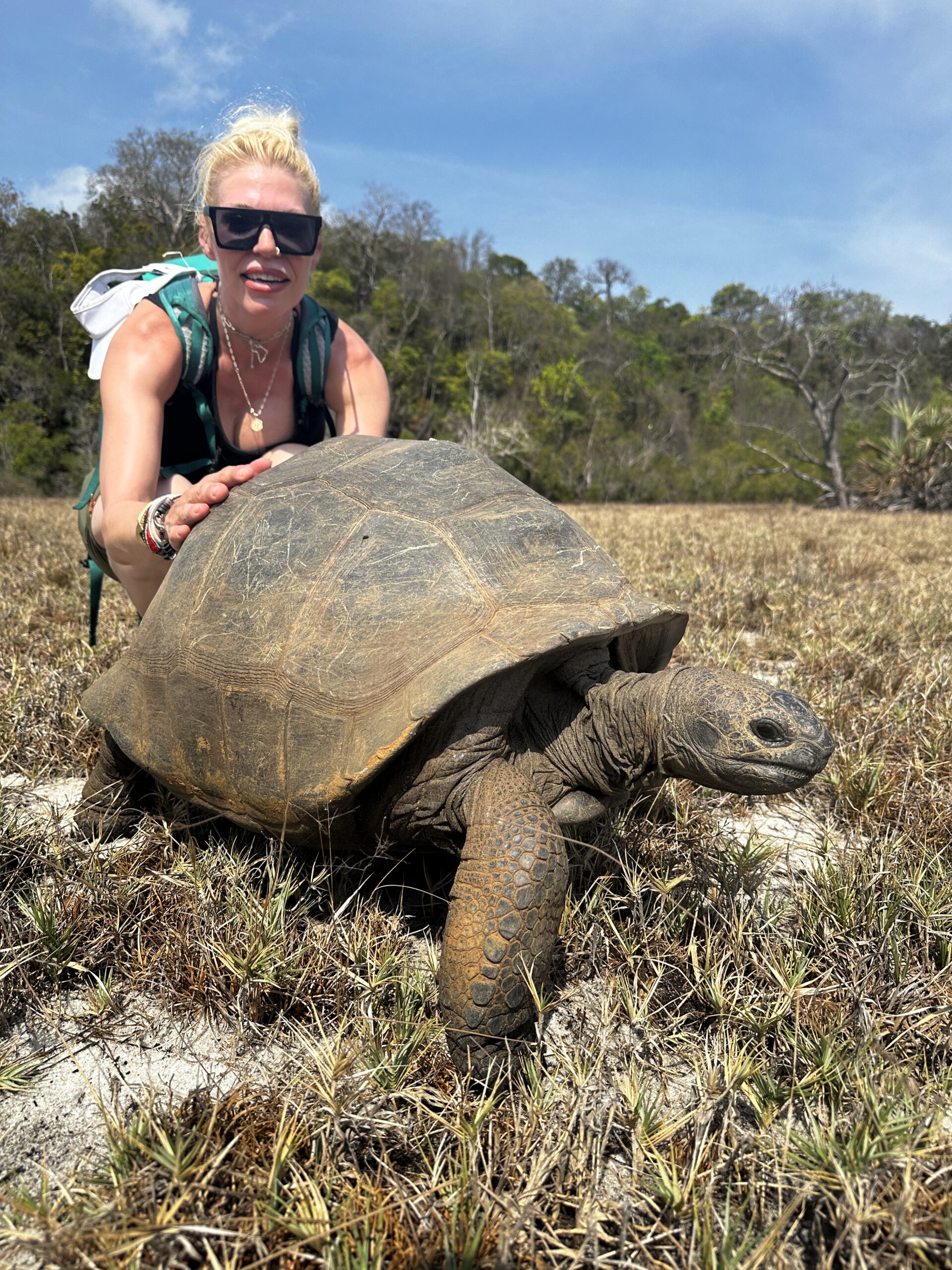 Meghan Krauss with Giant Tortoise